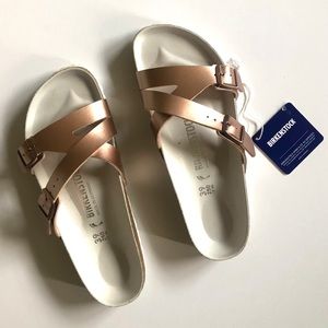 Rose Gold + White Birkenstocks
